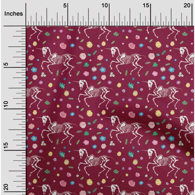 oneOone Georgette Viscose Maroon Fabric Skull Sewing Craft Projects Fabric Prints By Yard 42 Inch Wide