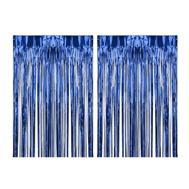 Abbracc 2 Pcs Rideaux à Franges en Aluminium Décoration pour Célébration Fête Scène Performance Bleu