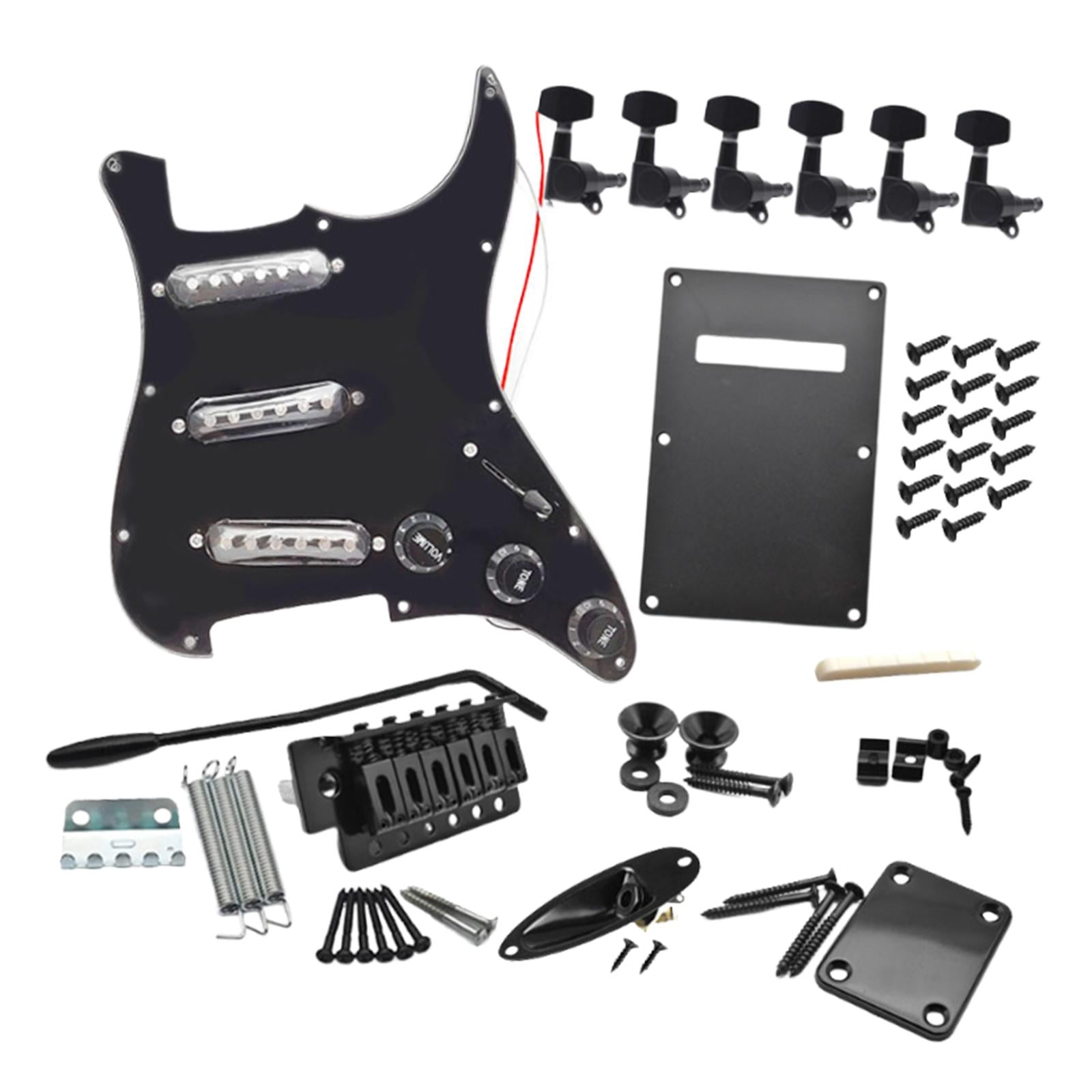 MERIGLARE Kits de Guitare Électrique DIY Portables Rétro Multifonctions Plaque Arrière Accessoires Noir A