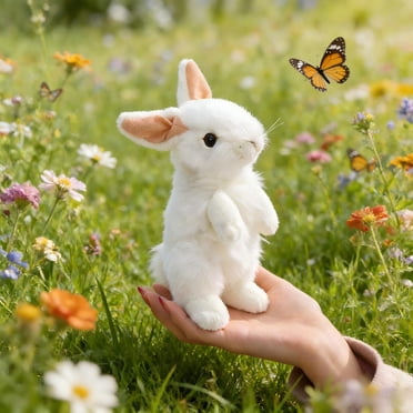 EGNMCR Jouets de Piscine, Realistic Easter Bunny Plushie Peluche Réaliste de 7,9 Pouces, Poupée Lapin Douce Simulée pour Enfants, Cadeau pour Remplir le Panier de Pâques, Déco de Printemps pour la Maison Realistic Easter Bunny Plushie