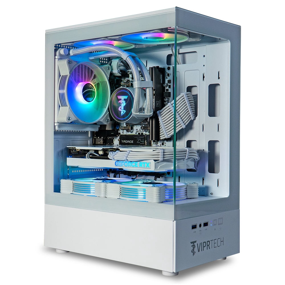 ViprTech Stryker 4.0 Liquid-Cooled PC - AMD Ryzen 7 (4.4GHz), RTX 5060 8GB, 16GB DDR4, 1TB SSD White