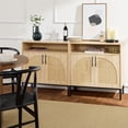 thumbnail image 3 of Best Choice Products Arched 2-Door Rattan Cabinet, Sideboard, Buffet, w/ Cord Cutout, Adjustable Storage Shelf - Natural, 3 of 8