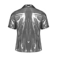 thumbnail image 4 of Miaeowve Mens Shiny Sheer Top PVC Leather Wet Look Glossy T-Shirt for Halloween Beach Pool Rave Party Silver L, 4 of 5