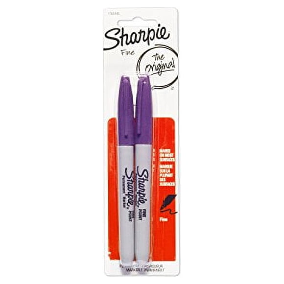Sharpie Permanent Markers, Fine Point, Purple, 2-Pack (1765445)