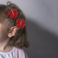 thumbnail image 4 of 2 Pcs Pinces à Cheveux Papillon Cheveux Bouclés Accessoires de Coiffure Mignons Fil d'Or Rouge, 4 of 9