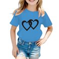 thumbnail image 1 of HNMKIU T-Shirt Graphique Tendance pour Filles Col Rond Manches Courtes Haut d'Été Décontracté pour Enfants, 1 of 5