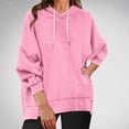 thumbnail image 2 of Pisexur Womens Hoodies Solid Color Hooded Sweatshirt Casual Drawstring Oversized Hoodie Fashion Loose Ribbed Fall Tops Pullover Tops with Pocket, 2 of 7