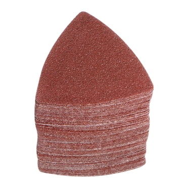 Unique Bargains 100 Packs 60 Grits Aluminum Oxide Triangular Hook & Loop Sandpapers Sanding Pads Sheets