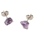 thumbnail image 1 of FeiraDeVaidade Boucles d'Oreilles Pierres Rugueuses Naturelles Améthyste Mode Tempérament Bijoux, 1 of 7