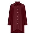 thumbnail image 4 of TIMIFIS Womens Oversized Shirts Button Down Long Sleeve Shirt V Neck Collar Loose Flowy Blouse-Wine-SFall, 4 of 6