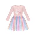 thumbnail image 1 of Robe Fille Rose Arc-en-Ciel Colorée Snail Lollipop à Paillettes Manches Longues 4 Ans, 1 of 1