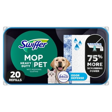Swiffer Heavy Duty Mop Wet Multi-Surface Cloth Refills for Floor Mopping and Cleaning, Pet with Febreze Odor Defense, 20 Count