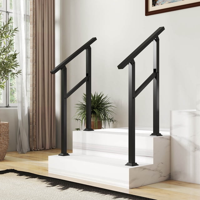 Costway 2 Pcs Main Courante pour Marches Extérieures avec Réglage d'Angle Flexible Trousse d'Installation