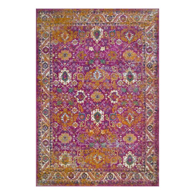 594218 Laraline Vintage Turkish Medallion Faded Fuchsia Area Rug 3'9" x 5'9"