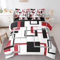 thumbnail image 1 of YST Ensemble de Douillette 7 Pcs à Rayures Noires et Blanches pour Garçons Filles, Ensembles de Literie à Paillettes Rouges Simple, Style Moderne Lit Tout-en-un, Ensembles de Lit Réversibles Abstraits avec Ensemble de Draps Déco de Chambre, 1 of 5