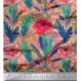 thumbnail image 1 of Soimoi Poly Georgette Fabric Leopard,Tropical Leaves & Floral Decor Fabric Printed Yard 52 Inch Wide, 1 of 3
