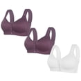 thumbnail image 1 of LOVZFMLL 3 Pack Plus Size Bras for Women Solid Color Comfort Soft Push Up Bra No Underwire Full Coverage Front Closure Everyday Bralettes K 4XL, 1 of 2