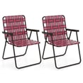 thumbnail image 1 of Costway 2 Pcs Chaise de Plage Pliante Camping Pelouse Chaise à Sangles Légère 1 Position Rouge, 1 of 9