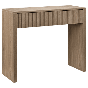 Bouclair Natural Oak Wood Veneer Entryway Console Table with 1 Fluted Drawer Hallway