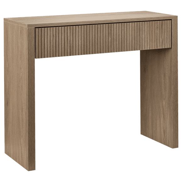 Bouclair Natural Oak Wood Veneer Entryway Console Table with 1 Fluted Drawer Hallway