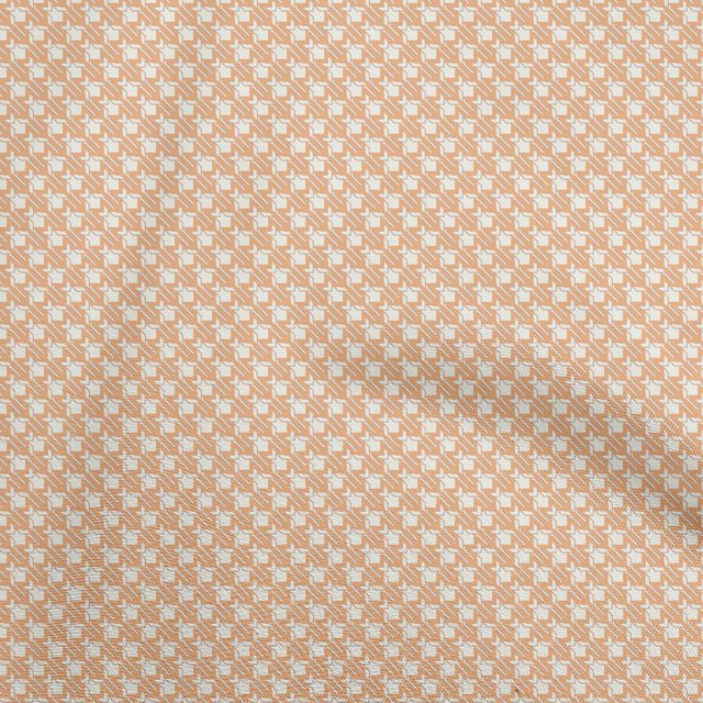 oneOone Polyester Spandex Light Peach Fabric Houndstooth Fabric For Sewing Printed Craft Fabric By The Yard 56 Inch Wide