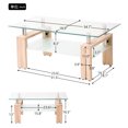 thumbnail image 3 of Natural ,Tempered Clear Glass Coffee Table, Modern Side Center Tables for Living Room, Living Room Furniture, 3 of 3
