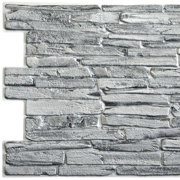 Dundee Deco's Grey Faux Slate PVC 3D Wall Panel, 3.3 ft X 1.7 ft (98cm X 50cm), Commercial and Residential Application, 5.61 sq. ft. (0.49 sq. m) each, Pack of 5