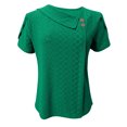 thumbnail image 4 of Fgnfyis T-Shirt à Manches Courtes à Col en V Uni avec Boutons et Manches Pétales pour Femme Hauts pour Femmes Vert TTG, 4 of 5