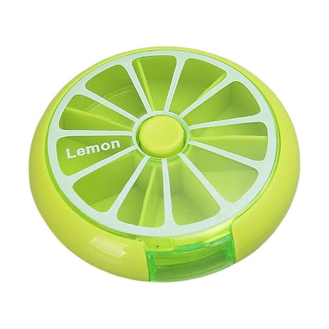 Pill Case 7 Grids Round Tablet Candy Storage Holder Dispenser Portable Office School Pocket Travel Camp Container Box Light Green