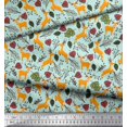 thumbnail image 2 of Soimoi Tissu Crêpe Polyester Feuilles & Rennes Imprimés d'Animaux au Mètre 42 Pouces de Large, 2 of 3