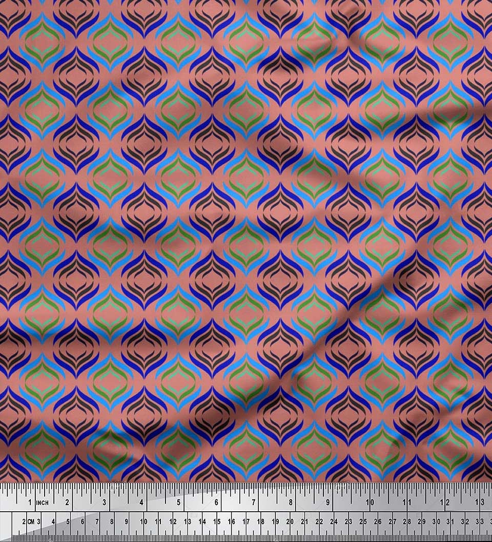 Soimoi Velvet Fabric Ogee Damask Fabric Prints by Yard 58 Inch Wide