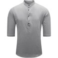 thumbnail image 2 of Chemises Homme en Lin à Manches Courtes Boutonnée Coton Chemise Henley Été Plage Tops Regular Fit, 2 of 5