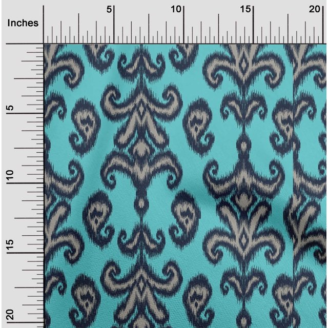 oneOone Georgette Viscose Fabric Paisley & Floral Ikat Decor Fabric Printed BTY 42 Inch Wide