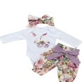 thumbnail image 3 of Ensemble 3 Pcs Barboteuse et Pantalon à Fleurs pour Bébé Fille Bunny, 3 of 4