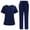 Dark Blue, variant on 2 Piece Jogger Scrub Set for Women Classic Fashion Nursing Uniforms Short Sleeve Cross Neck Tops and Pants Medical Uniform, Hot Pink, M