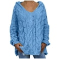 thumbnail image 2 of EGNMCR Cardigans pour Femmes, Chandails pour Femmes Mode Femmes Ample Grande Taille Couleur Capuche Manches Longues Hauts de Chandail Femmes Chandail, 2 of 8