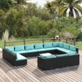 thumbnail image 1 of vidaXL 14 Piece Garden Lounge Set with Cushions Black Poly Rattan, 1 of 5