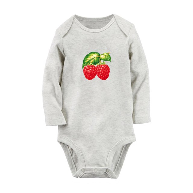 iDzn Fruit Raspberry Image Print Cute Rompers, Newborn Baby Unisex Bodysuits, Infant Jumpsuits, Toddler 0-12 Months Kids Long Sleeves Oufits