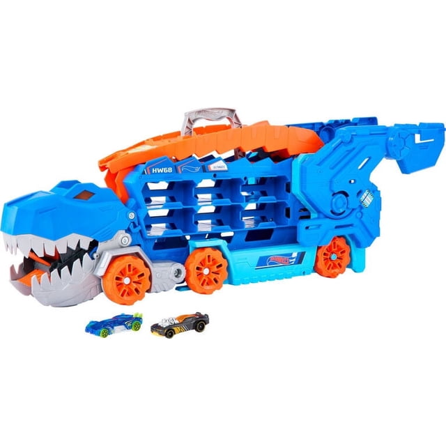 Transporteur de Dinos : Transformateur T-Rex avec Piste de Course pour 20+ Voitures
