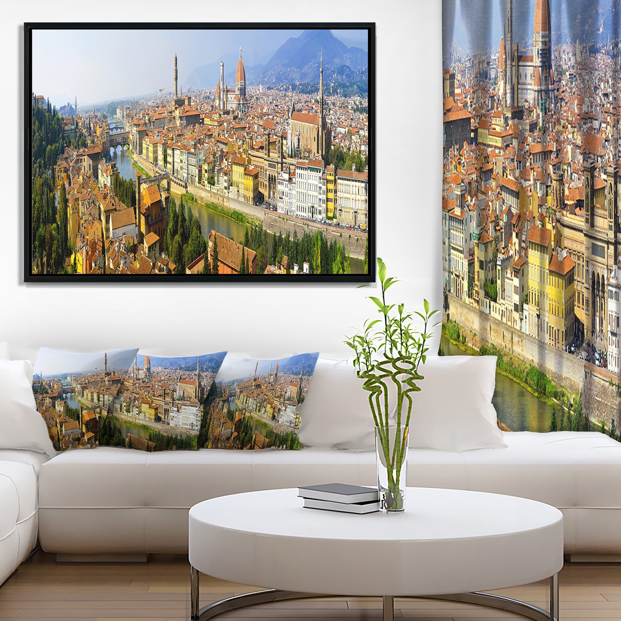 Design Art Florence Vue Panoramique  Sur Toile Encadrée