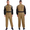 thumbnail image 5 of LiiYii Mens Long Sleeve Coverall Coverall With Zipper Pockets Fireman Mechanic Racing Uniform Khaki L, 5 of 5