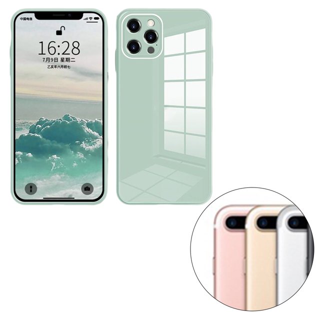Qualitchoice Glass Back Phone Covers with Solid Color Full Rugged Bumper Anti-Slip Design for Iphone 7P/8P/7/8/XS Max/XR/X/XS
