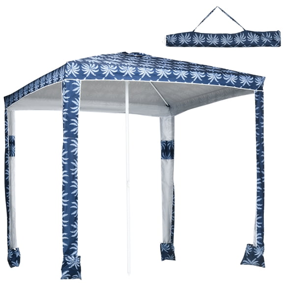 Outsunny Parasol de Plage Cabana Lesté de 6,5 Pieds avec Sacs de Sable, Sac de Transport, Bleu