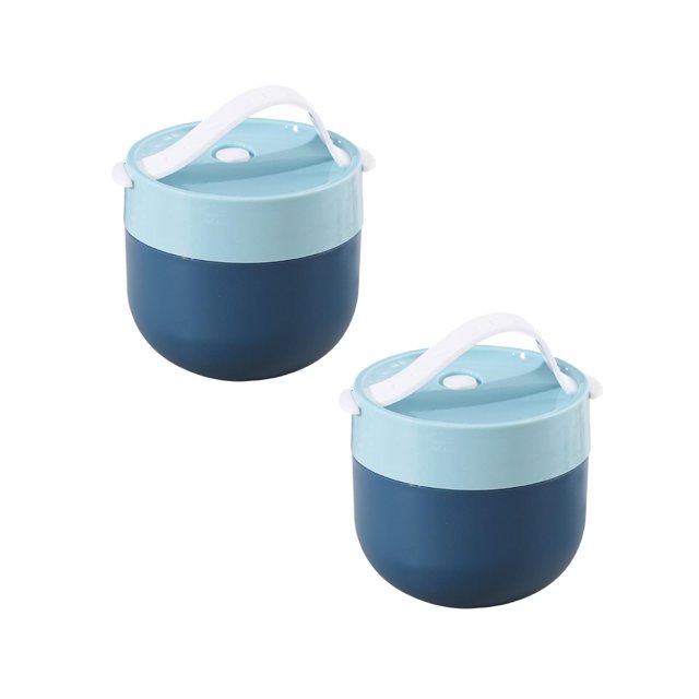 Oleegame 2PC Produce Storage Soup Cup Lunch Box / Mug Food Container Thermal Cup Vacuum Bento Box With Spoon For Kids Blue