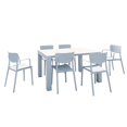 thumbnail image 1 of Ensemble de Salle à Manger Extérieur Loft avec 6 Chaises à Accoudoirs et Table Extensible de 55 Pouces Blanc, 1 of 5