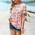 thumbnail image 1 of SMihono Hauts pour Femmes Été Chic Décontracté Impression Mode Printemps et Été Col Rond Manches Courtes Blouse T-shirt Oversize pour Femmes 2023, 1 of 8