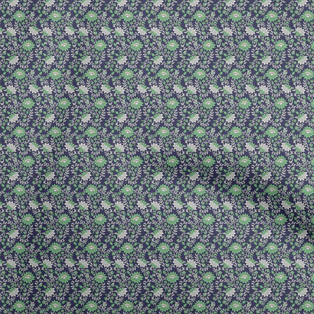 oneOone Polyester Spandex Blue Fabric Floral Craft Projects Decor Fabric Printed By The Yard 56 Inch Wide