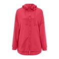 thumbnail image 4 of AWZXDE Chandail à Capuchon Long à Col Montant à Fermeture à Glissière pour Femme avec Poches Style de Rue Col Roulé Décontracté Chandail pour Vêtements d'Extérieur Mode Rouge, TTG, 4 of 6