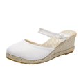 thumbnail image 1 of Sandales Espadrilles à Talon Compensé pour Femmes, Bride à la Cheville à Boucle, Sandales Plateforme Décontractées d'Été, Chaussures pour Femmes à Bout Fermé, Compensées Rétro, 1 of 9