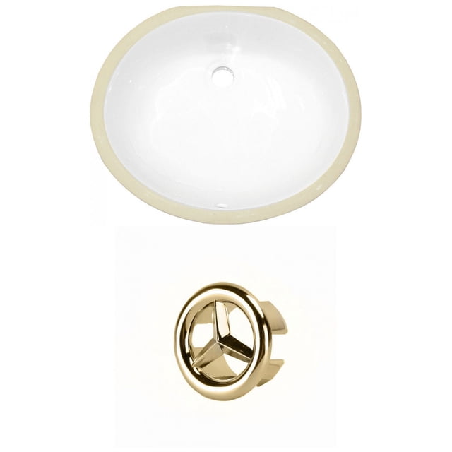 19.5-in. W CUPC Oval Bathroom Undermount Sink Set In White - Gold Hardware AI-20355